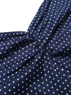 Sale Retro Stage Blue 1940s Polka Dot Patchwork Suspender Romper