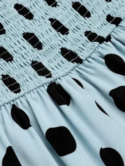Clearance Retro Stage 1960s Polks Dots Pencil Dress Blue