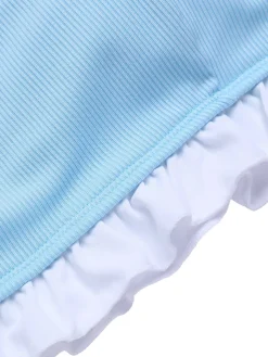 Discount Retro Stage 1950s Ruffled Strap Swimsuit Blue