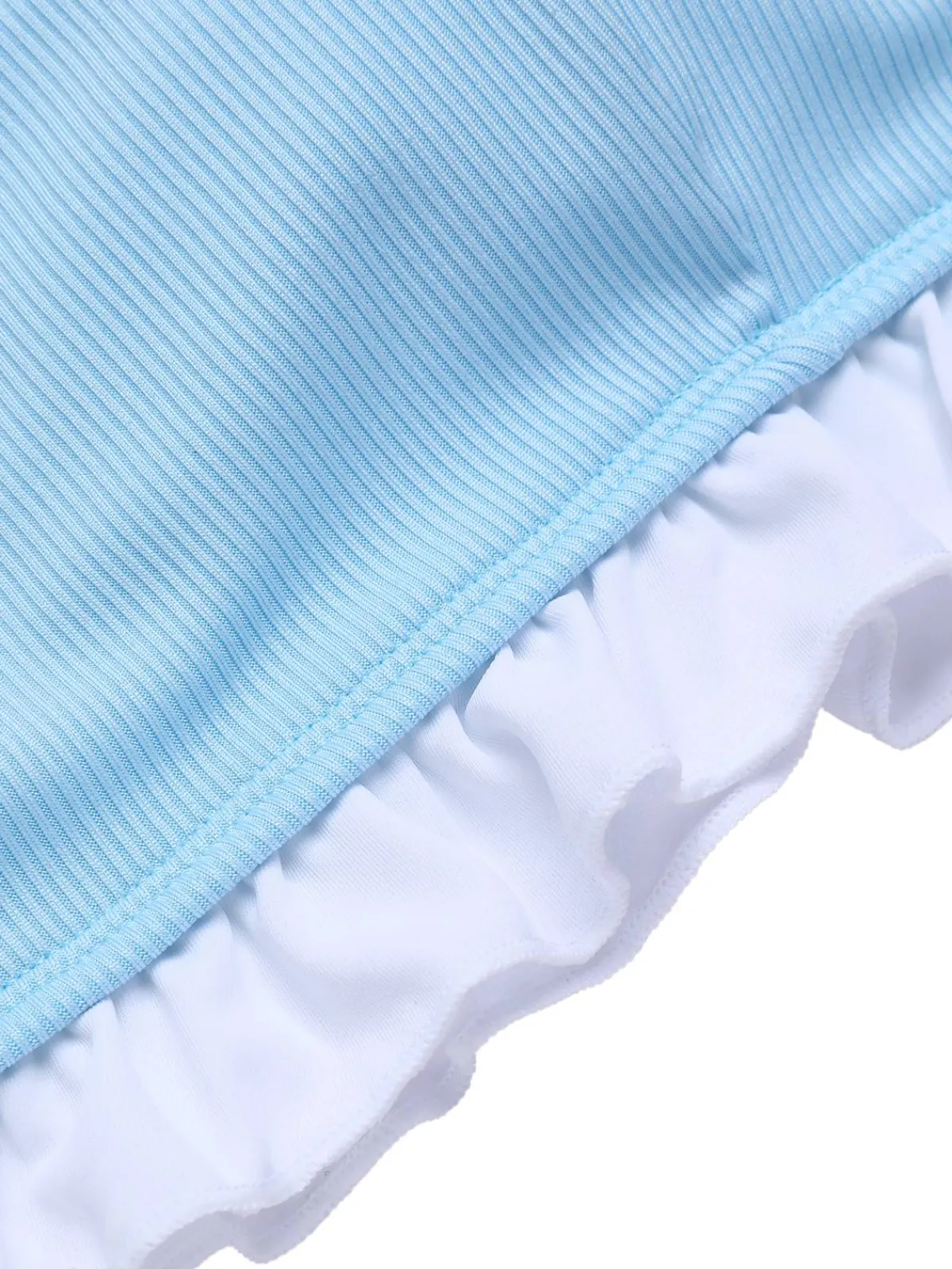 Discount Retro Stage 1950s Ruffled Strap Swimsuit Blue