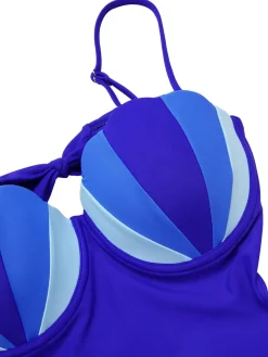 Clearance Retro Stage 1950s Seashell Hollow One-Piece Swimsuit Blue