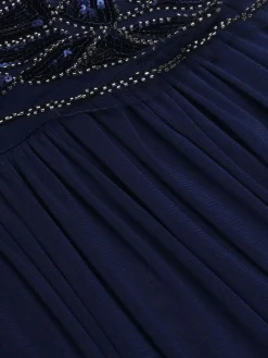 Online Retro Stage 1920s Sequin Maxi Dress Blue