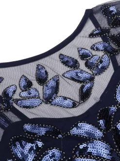 Online Retro Stage 1920s Sequin Maxi Dress Blue