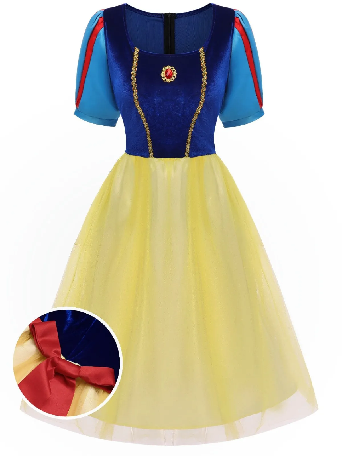 New Retro Stage 1940s Snow White Style Mesh Dress Blue