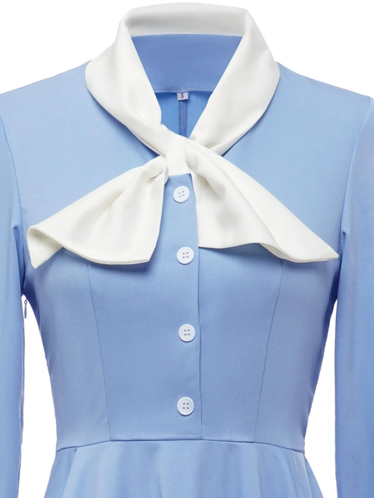 Hot Retro Stage 1950s Solid Button Swing Dress Blue