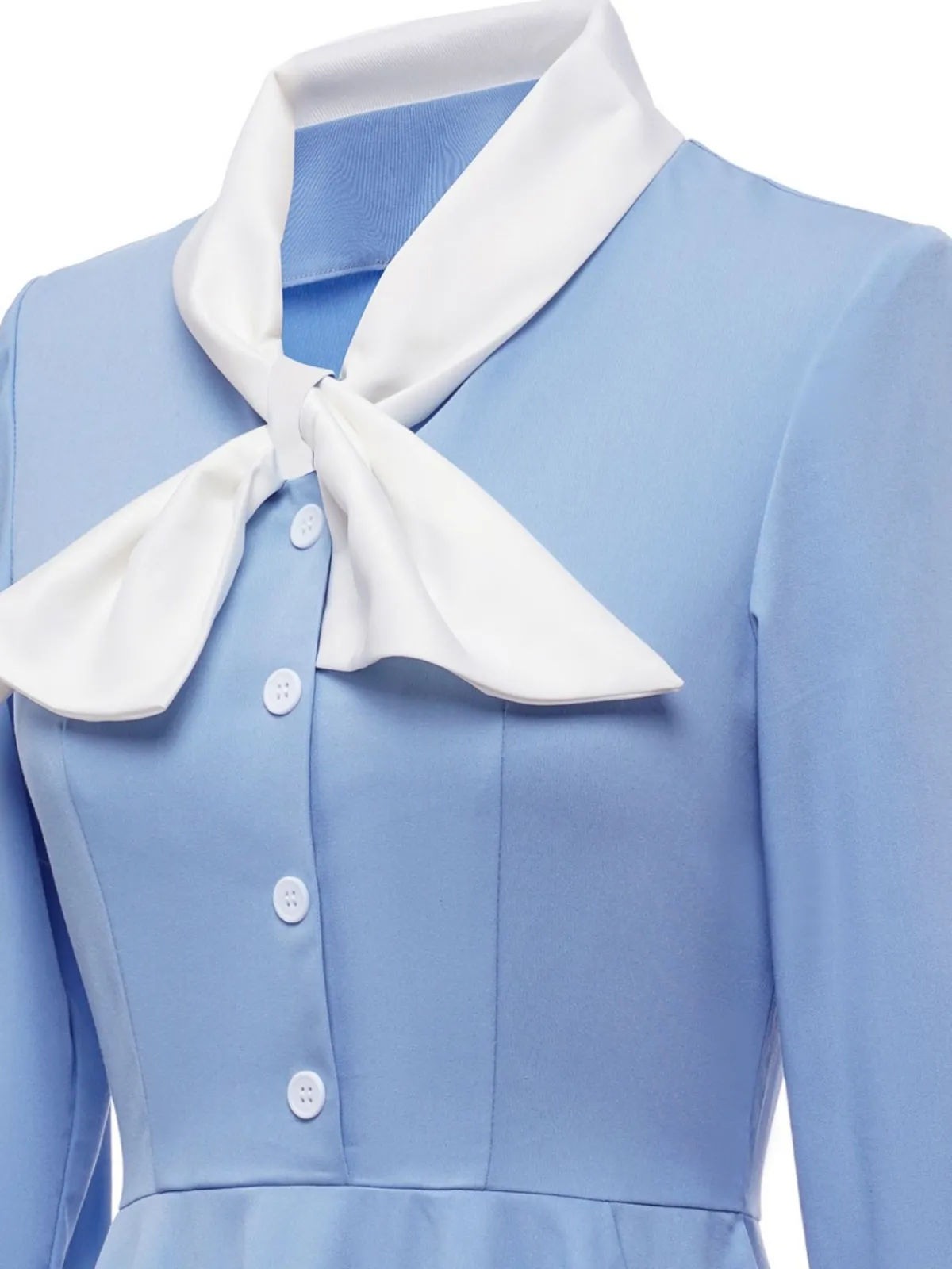 Hot Retro Stage 1950s Solid Button Swing Dress Blue