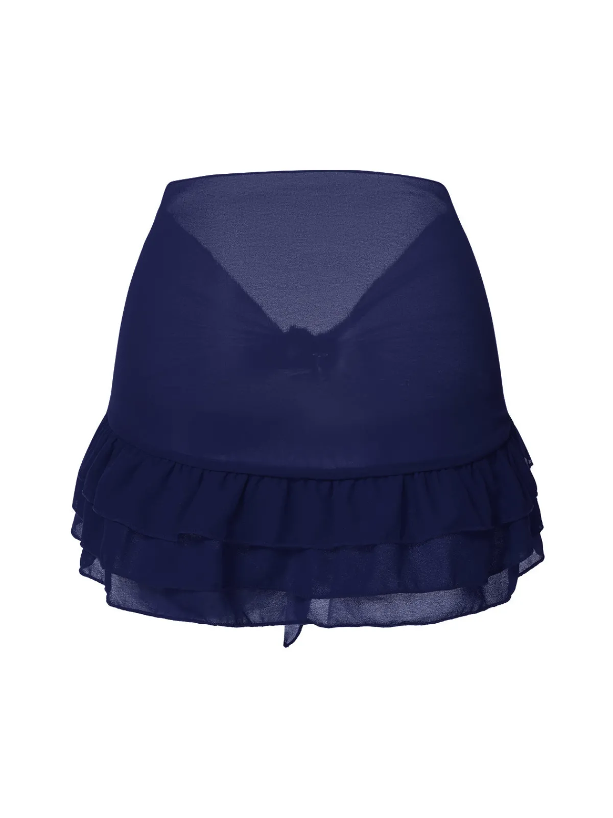 Sale Retro Stage Blue 1960s Solid Chiffon Skirt Cover-Up