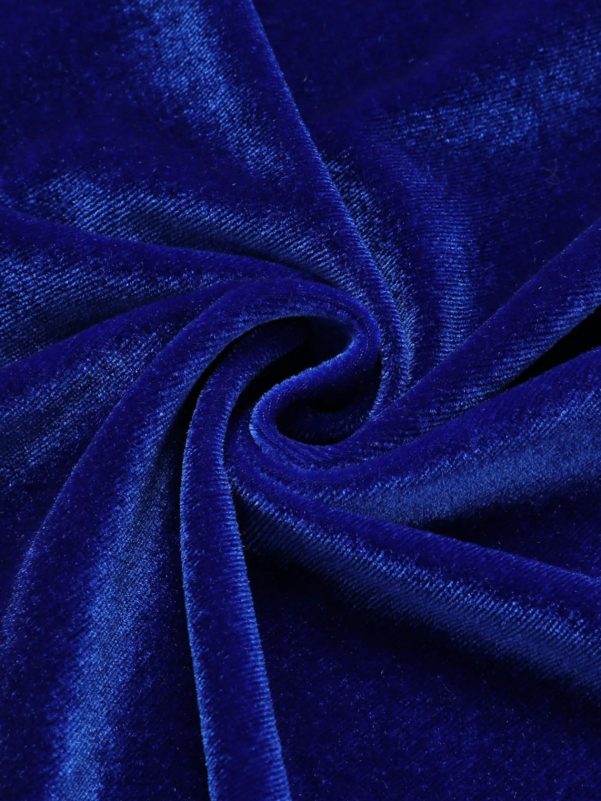 Best Retro Stage 1960s Solid Drop Shoulder Velvet Dress Blue