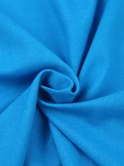 Sale Retro Stage 1970s Solid Hollow Sleeveless Romper Blue