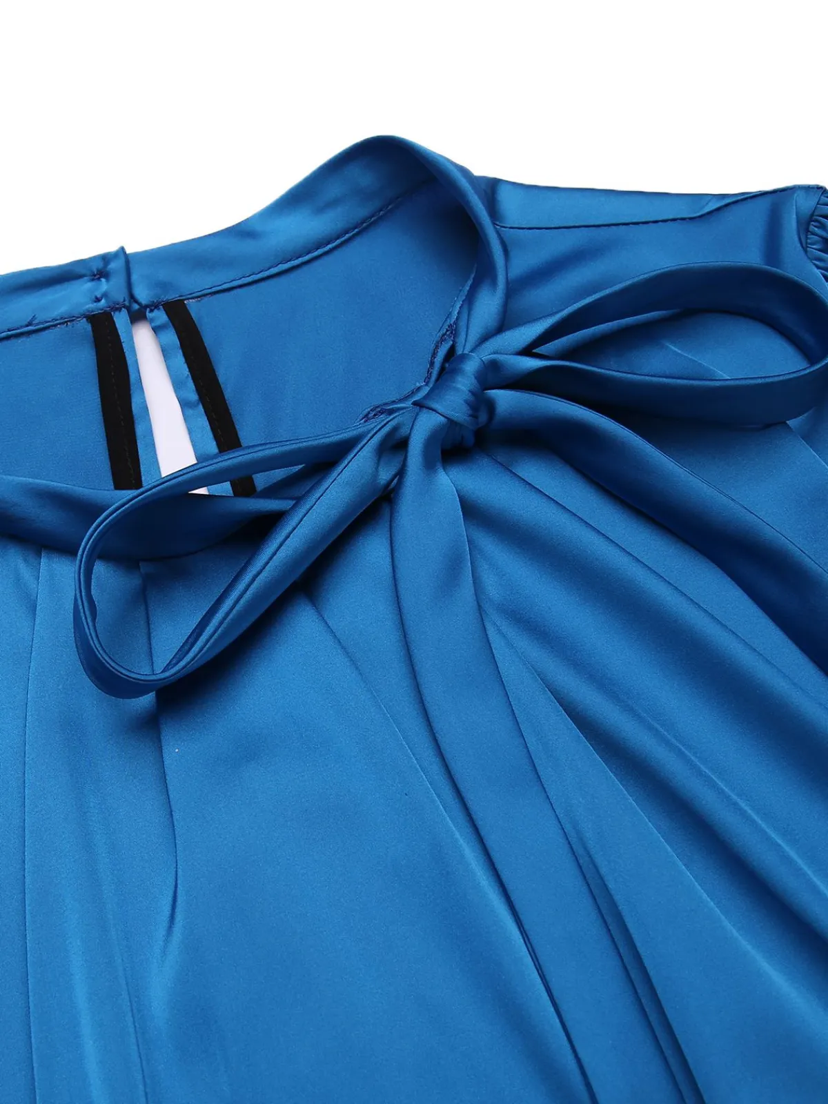 New Retro Stage 1930s Solid Lace-up Jumpsuit Blue