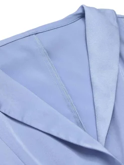 Fashion Retro Stage 1950s Solid Lapel Blouse Blue