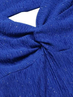 Sale Retro Stage 1950s Solid Off-Shoulder Dress Blue