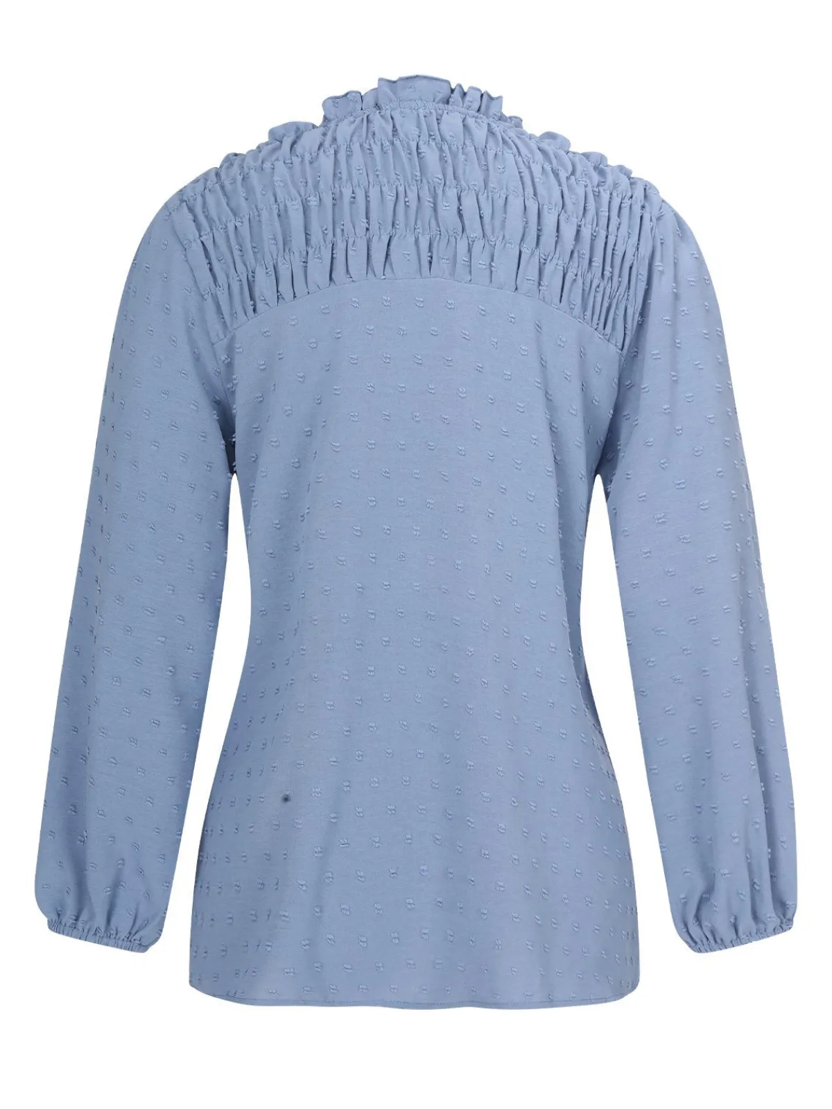 Best Retro Stage Blue 1940s Solid V-Neck Swiss Dot Blouse Sky Blue