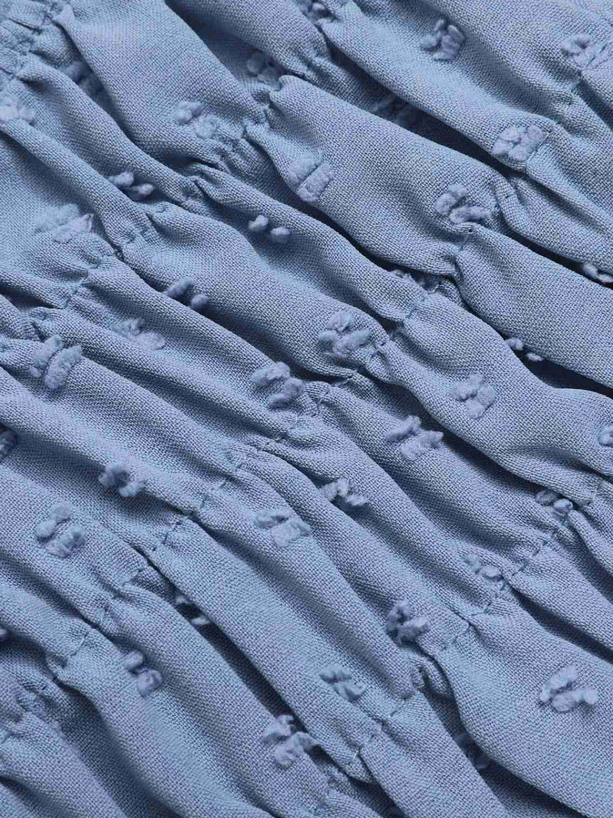 Best Retro Stage Blue 1940s Solid V-Neck Swiss Dot Blouse Sky Blue
