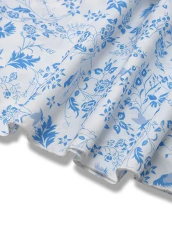 Best Retro Stage Blue 1970s Spaghetti Strap Floral Tiered Dress Light Blue