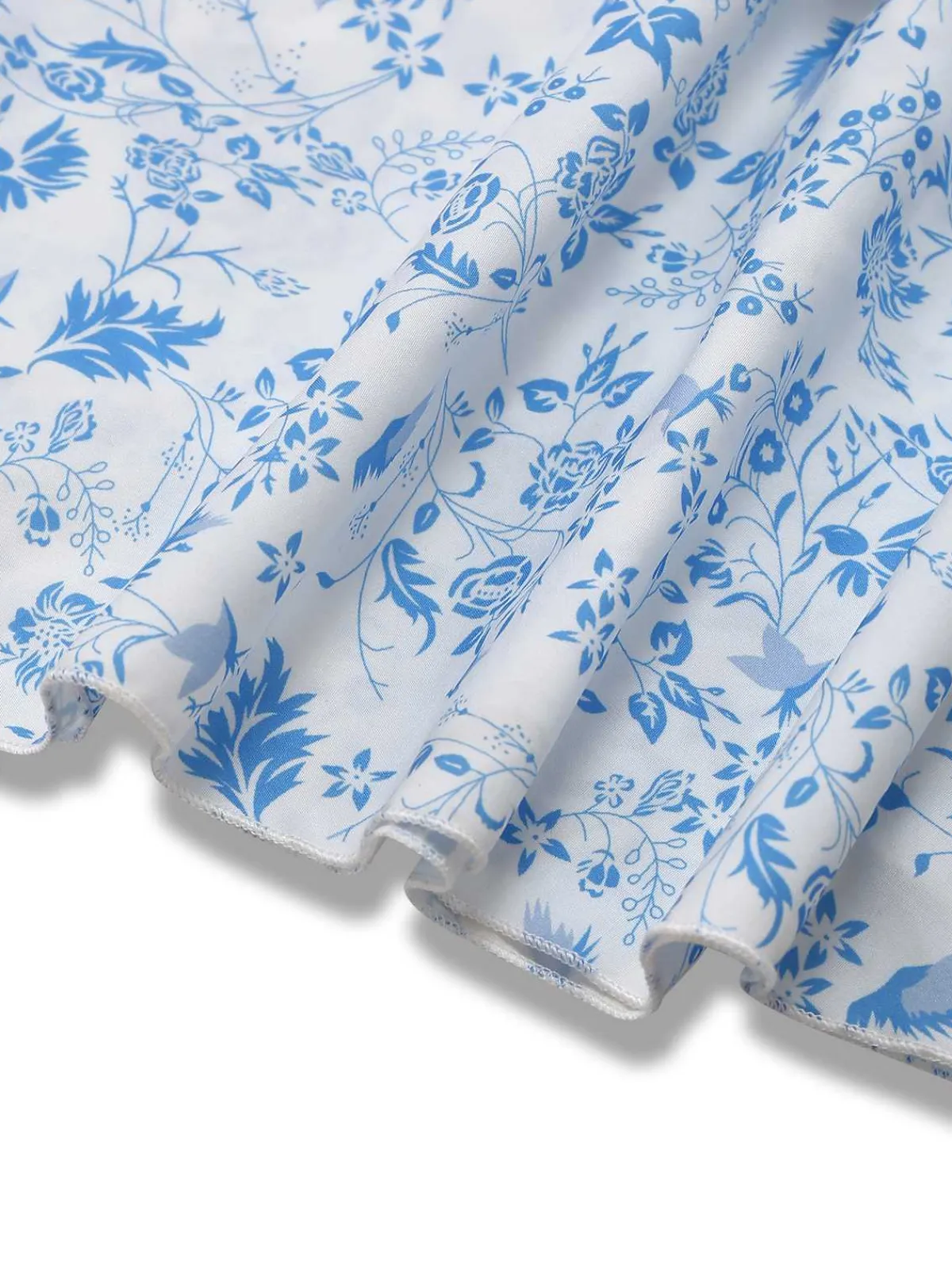 Best Retro Stage Blue 1970s Spaghetti Strap Floral Tiered Dress Light Blue