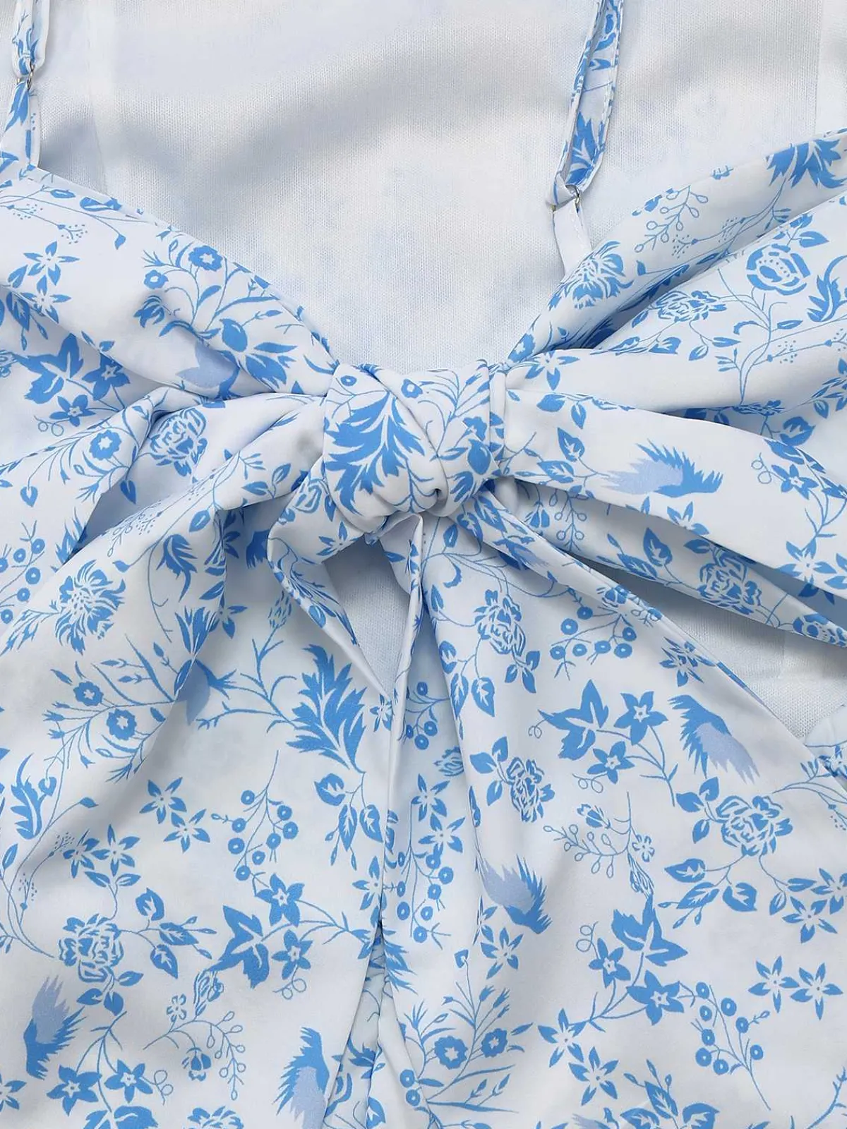 Best Retro Stage Blue 1970s Spaghetti Strap Floral Tiered Dress Light Blue