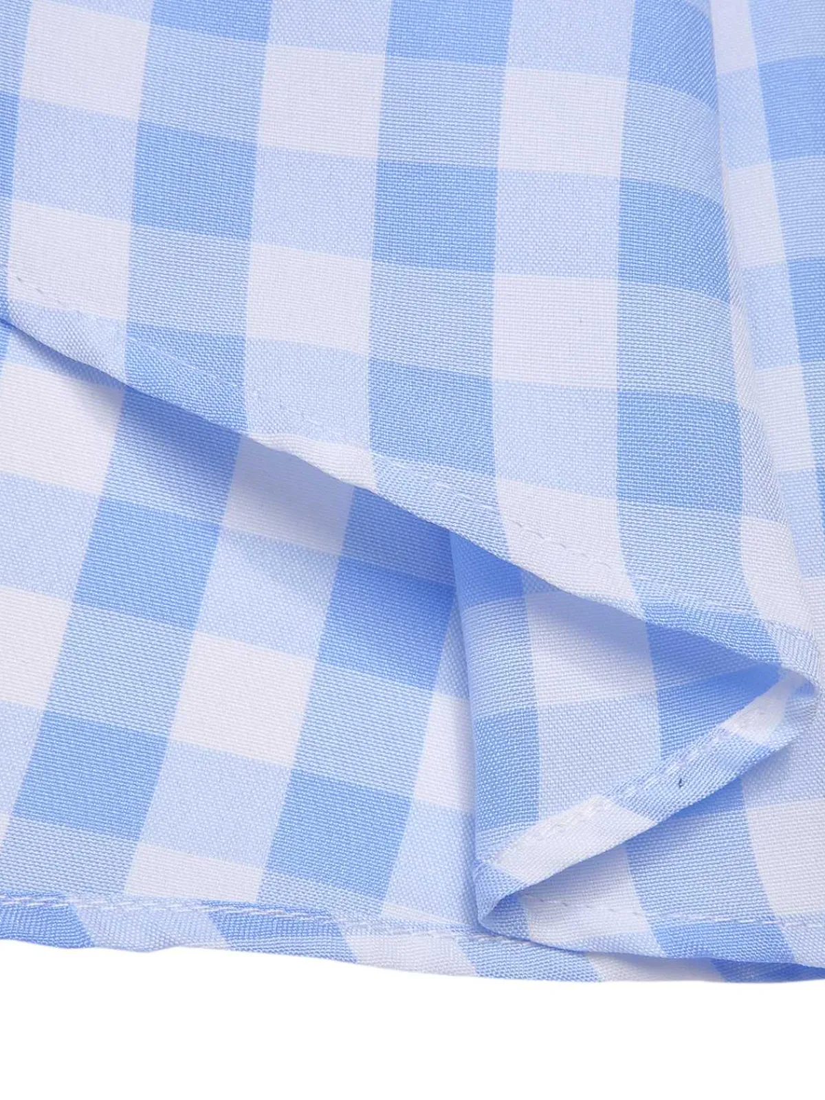 New Retro Stage 1950s Spaghetti Strap Plaids Bow Decor Dress Blue