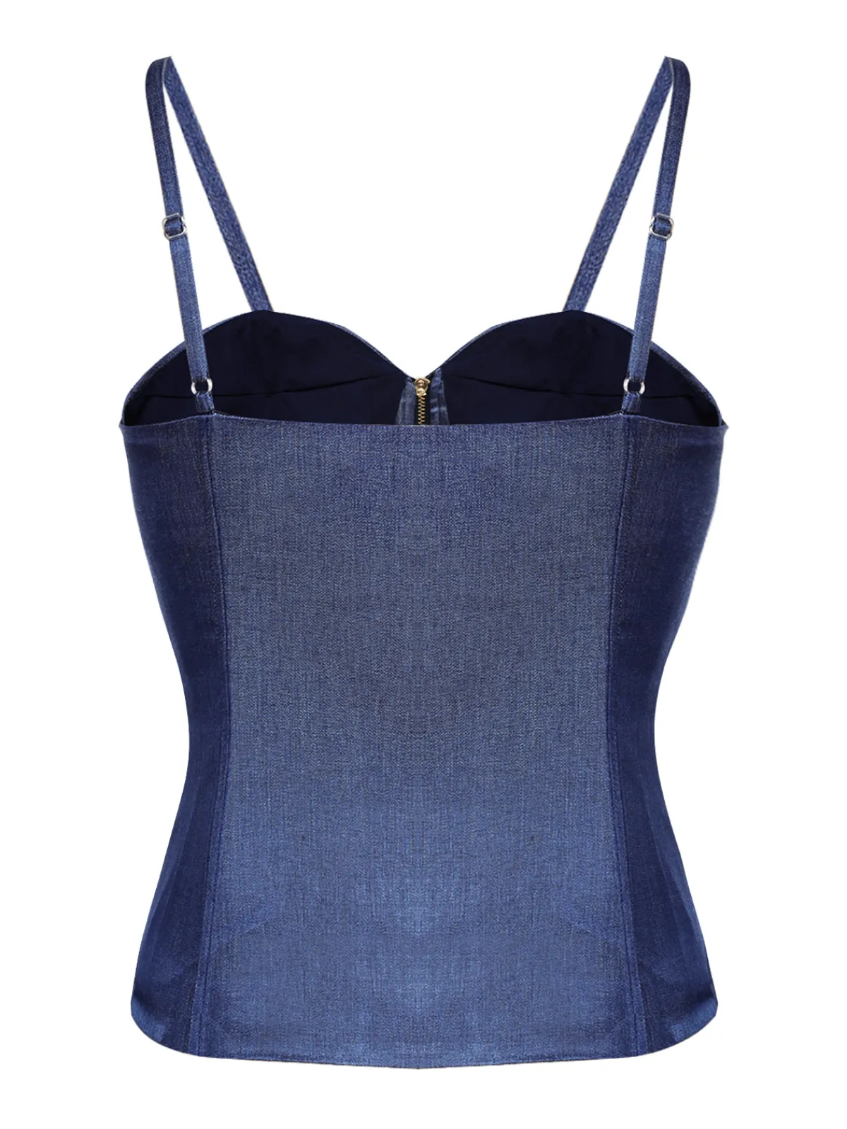 New Retro Stage 1940s Spaghetti Strap Zipper Top With Belt Blue