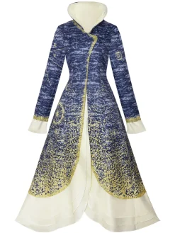 Best Retro Stage 1930s Stand Collar Madame Morrible Stardust Coat Blue