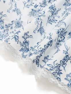 Online Retro Stage 1950s Strap Floral Lace Corset Dress Blue