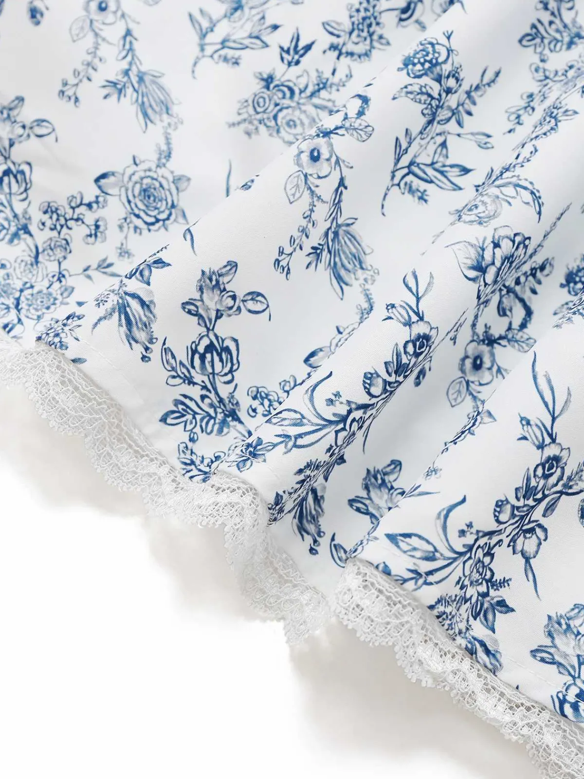 Online Retro Stage 1950s Strap Floral Lace Corset Dress Blue