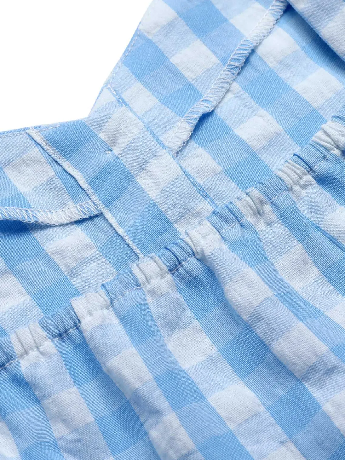 Best Retro Stage 1960s Straps Plaid Ruffled Hem Tops Blue