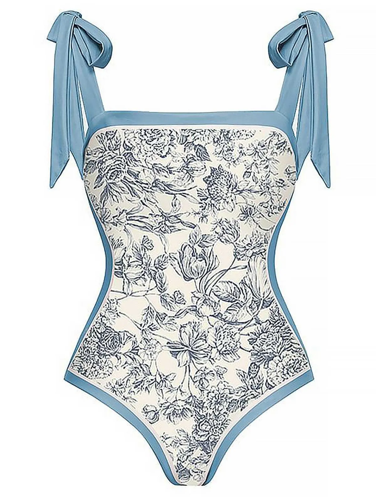 Online Retro Stage 1930s Straps Reversible Swimsuit Blue