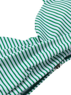 Outlet Retro Stage Blue 1940s Striped Halter Swimsuit Set