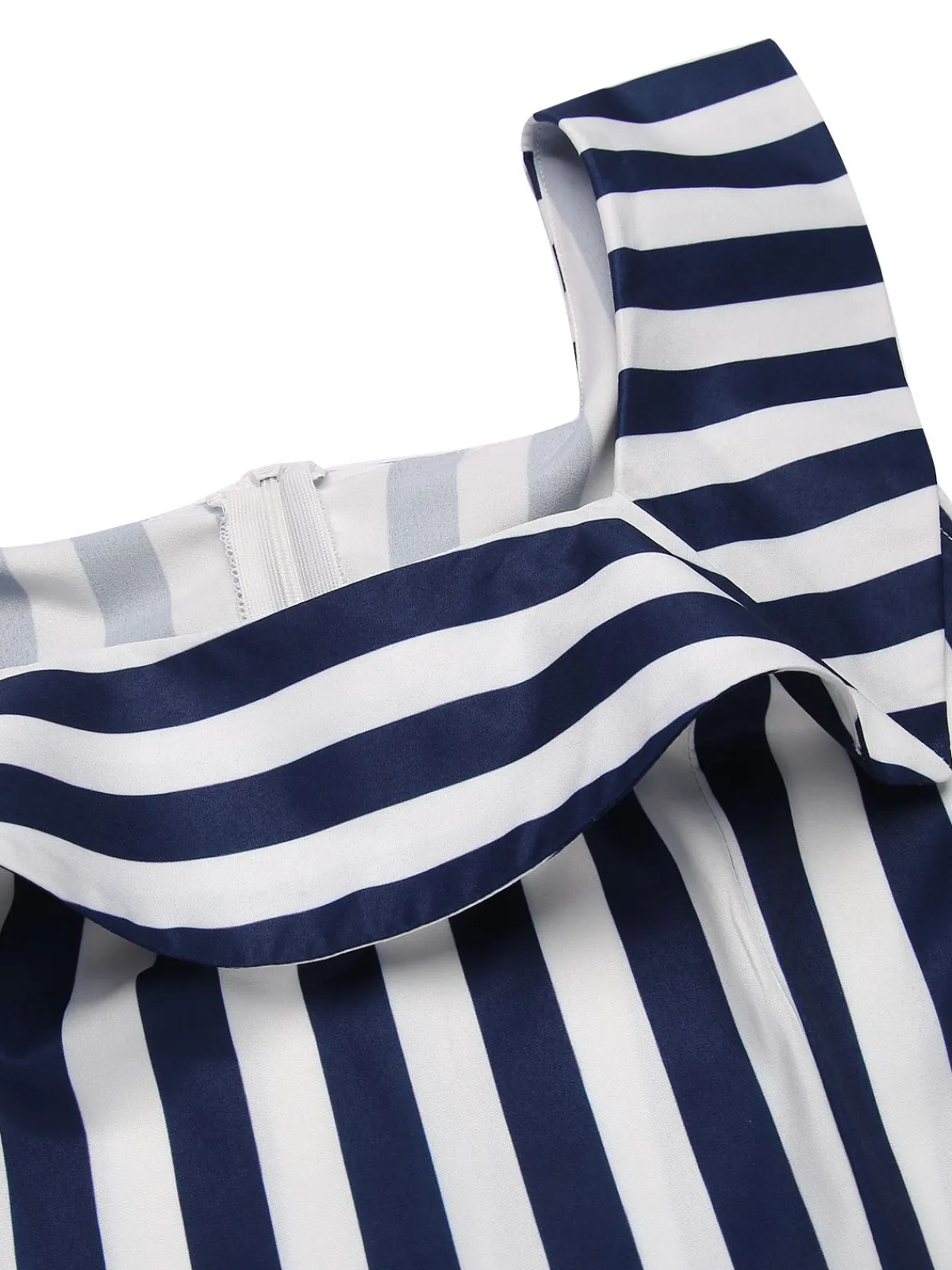 Online Retro Stage 1930s Striped Ruffle Jumpsuit Blue