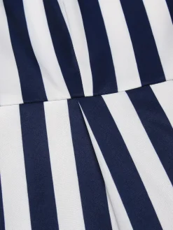 Online Retro Stage 1930s Striped Ruffle Jumpsuit Blue
