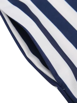 Online Retro Stage 1930s Striped Ruffle Jumpsuit Blue
