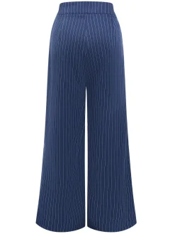 Best Retro Stage 1940s Striped Wide-Leg Pants Blue