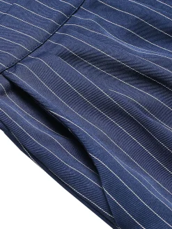 Best Retro Stage 1940s Striped Wide-Leg Pants Blue