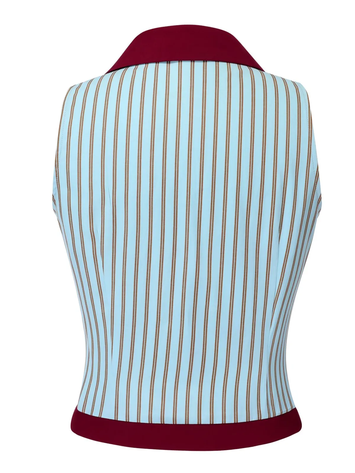 Outlet Retro Stage 1950s Stripes Patchwork Sleeveless Blouse Blue