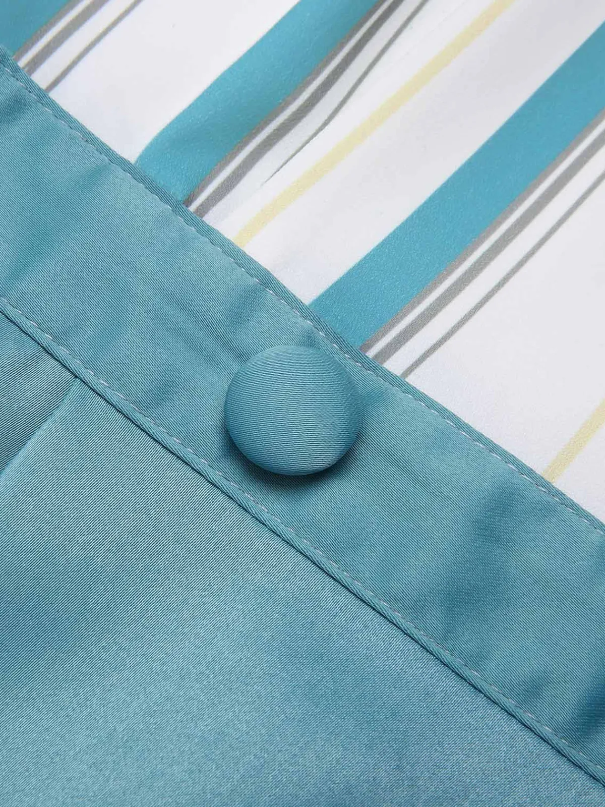 Sale Retro Stage Blue 1950s Stripes Patchwork Pocketed Dress Light Blue
