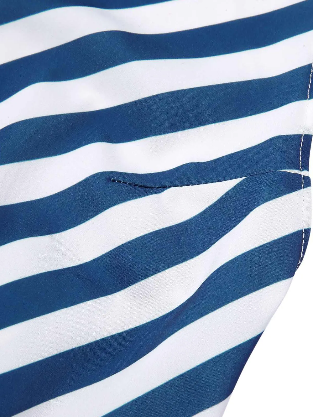 Online Retro Stage 1940s Symmetrical Stripe V-Neck Halter Romper Blue