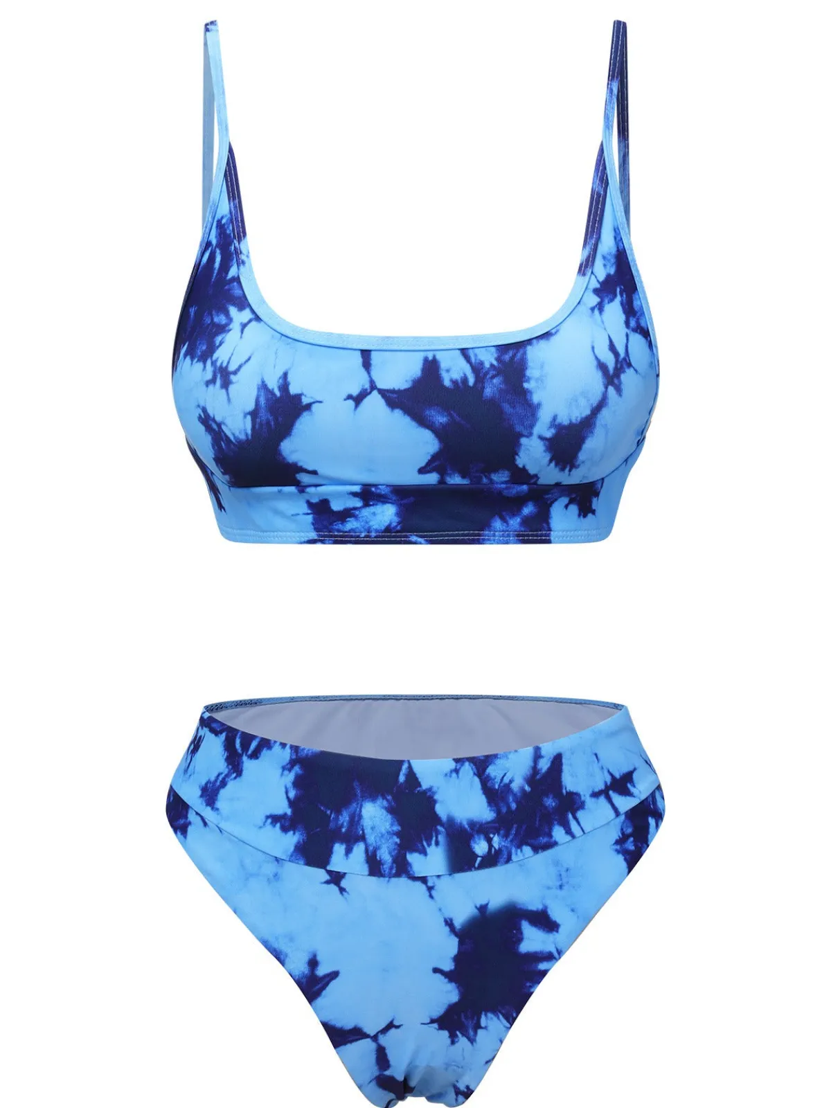 Fashion Retro Stage 1950s Tie-Dye Spaghetti Straps Swimsuit Blue