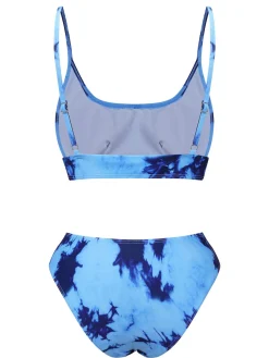 Fashion Retro Stage 1950s Tie-Dye Spaghetti Straps Swimsuit Blue