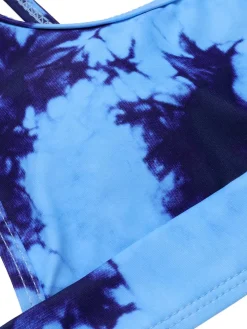 Fashion Retro Stage 1950s Tie-Dye Spaghetti Straps Swimsuit Blue