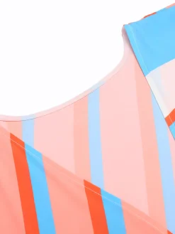 Best Retro Stage Bohemian Kimono Stripe Lace-Up Cover Up