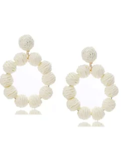Sale Retro Stage Bohemian Raffia Hoop Statement Earrings
