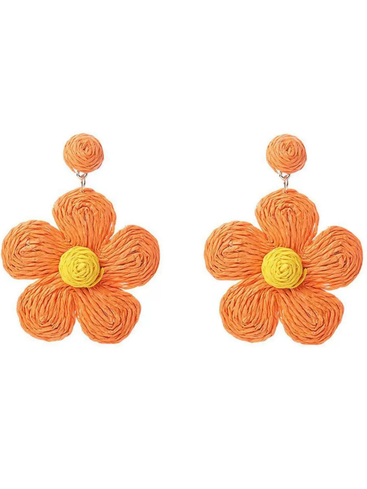 Best Retro Stage Boho Ruffia Strass Flower Pendant Earrings
