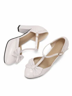 Hot Retro Stage Bowknot Chunky Heels Mary Jane Shoes