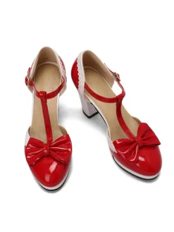 Hot Retro Stage Bowknot Chunky Heels Mary Jane Shoes