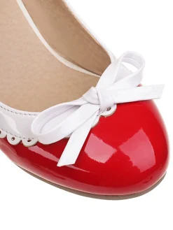 Outlet Retro Stage Bowknot Chunky Heels Mary Jane Shoes