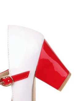 Outlet Retro Stage Bowknot Chunky Heels Mary Jane Shoes