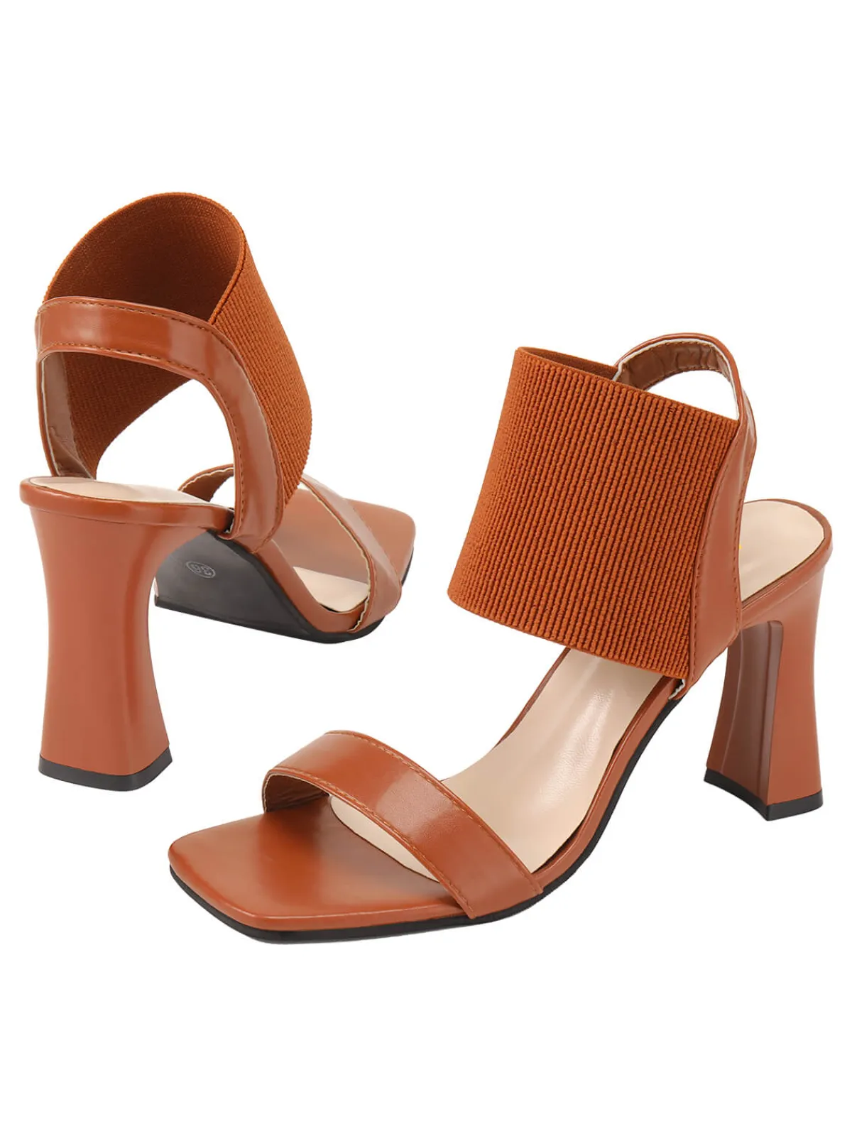 Outlet Retro Stage Elastic Strap High Heel Sandals Brown