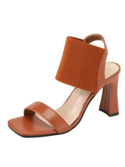 Outlet Retro Stage Elastic Strap High Heel Sandals Brown