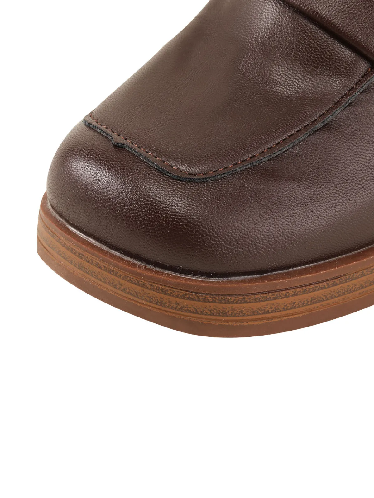 Online Retro Stage Retro Square Toe Chunky Heels Brown